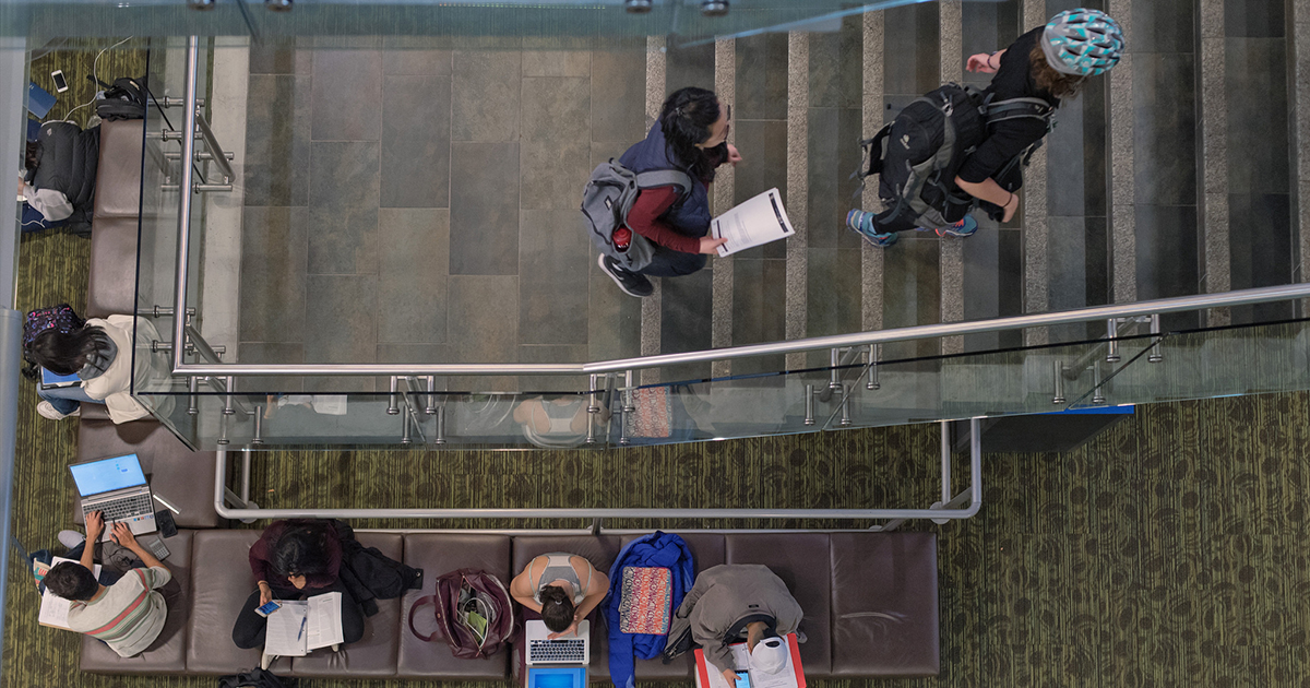 Students study at Irving K Barber Learn Centre. 