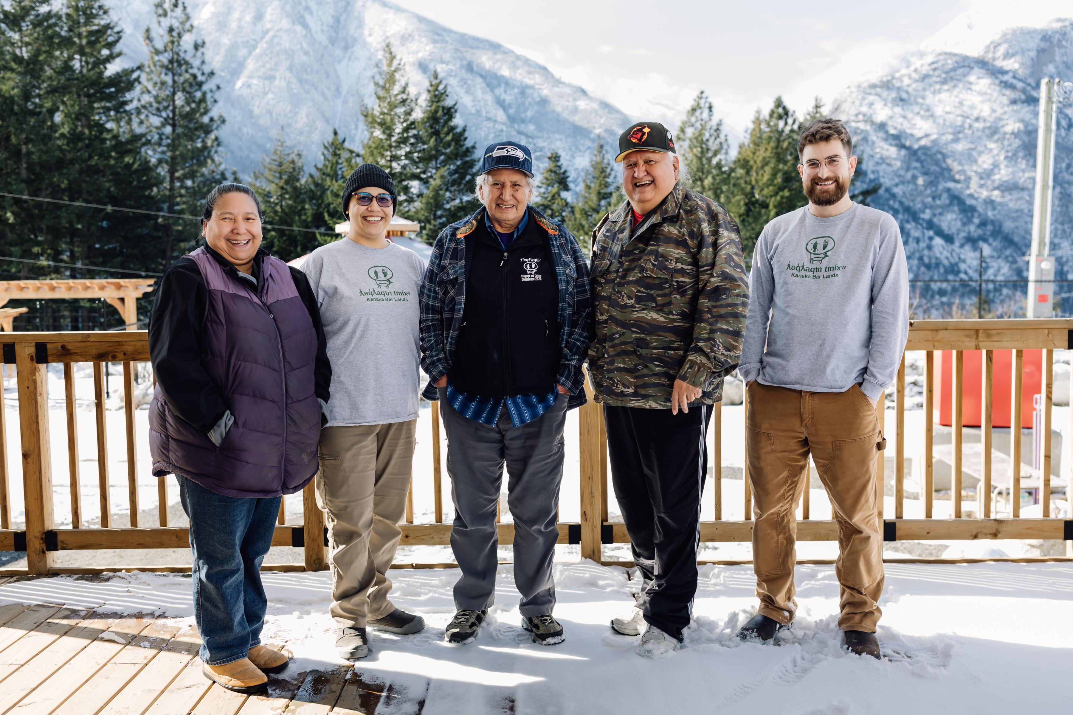 Members of the ƛ̓əq̓ƛ̓áq̓tn̓mx (Kanaka Bar Band) Elders Circle and Lands Department at ƛ̓əq̓ƛ̓áq̓tn̓ (Kanaka Bar). Members of the ƛ̓əq̓ƛ̓áq̓tn̓mx (Kanaka Bar Band) Elders Circle and Lands Department at ƛ̓əq̓ƛ̓áq̓tn̓ (Kanaka Bar).