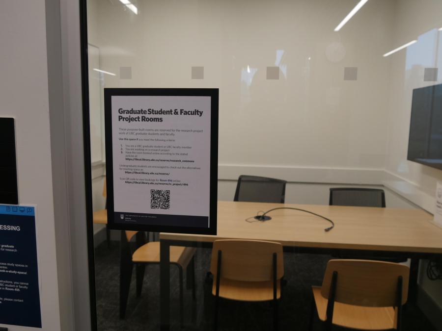 Outside view of bookable semi-private room and instruction