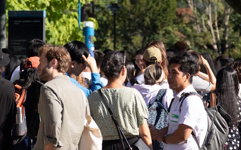 students in crowd at event