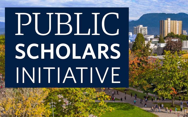 image of campus with the words "public scholars initiative"