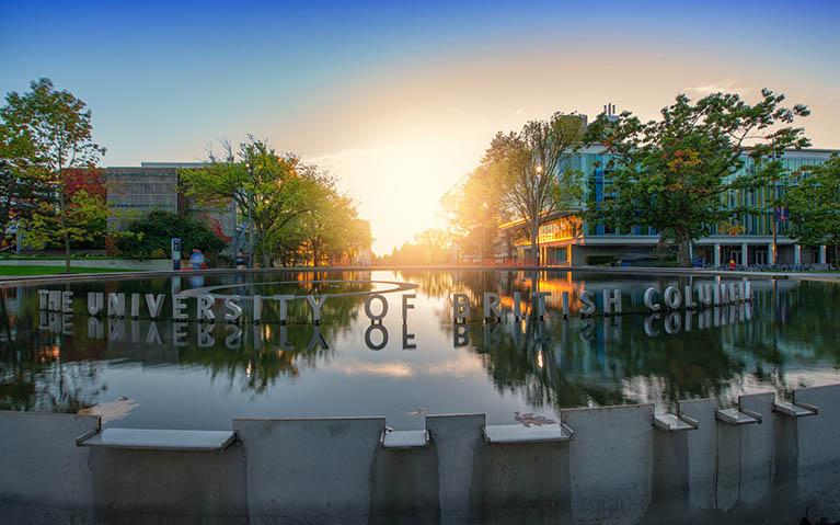 UBC's Martha Piper plaza at sunset. Credit: Don Erhardt. 