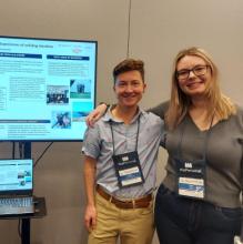 Presenting a poster presentation with co-author Tara Pride at the Canadian Association of Occupational Therapists conference in Saskatoon, May 2023.